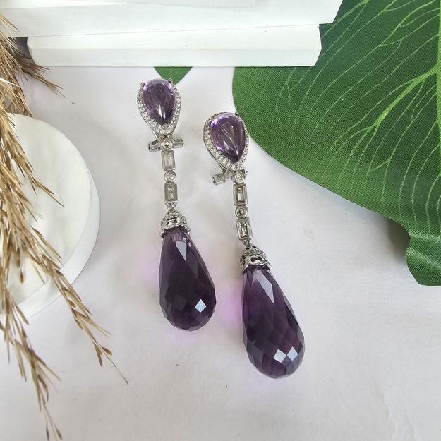 Crystal Stone Long Tassel Water Drop Earring