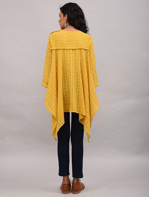 Yellow Asymmetrical Cotton Top with Tassels