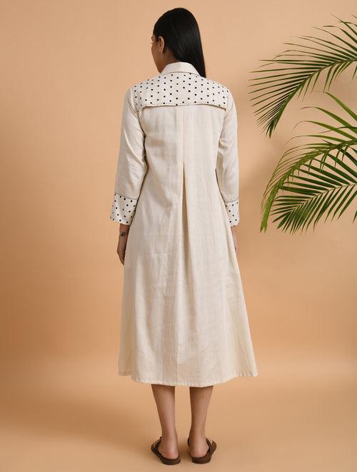 Ivory Box Pleat Cotton Silk Jacket