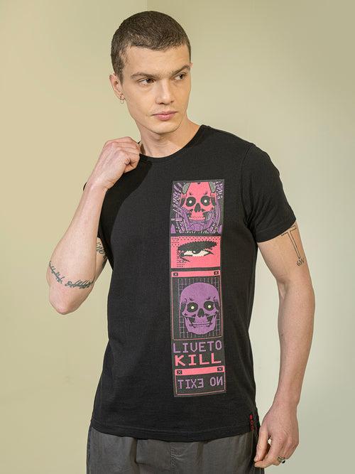 CYBER PUNK Men Black T-Shirt