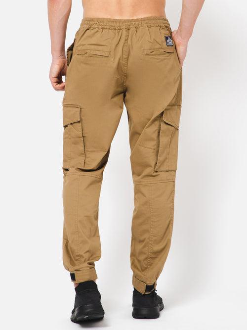 PUNK Men Khaki Loose Fit Cotton Casual Cargos