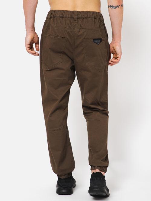 PUNK Men Coffee Brown Loose Fit Cotton Casual Cargos