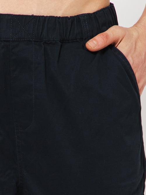 PUNK Men Navy Blue Loose Fit Cotton Casual Cargos