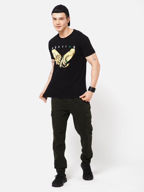 PUNK Men Olive Loose Fit Cotton Casual Cargos