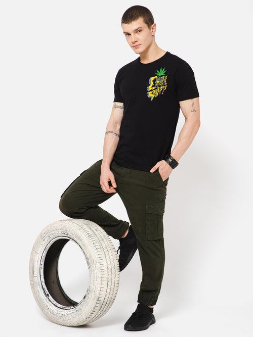 PUNK Men Olive Loose Fit Cotton Casual Cargos