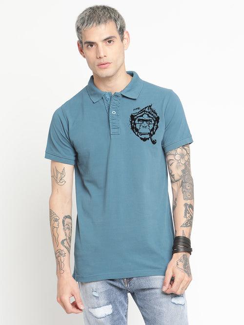 Punk Men Polo Collar T-ShIrt