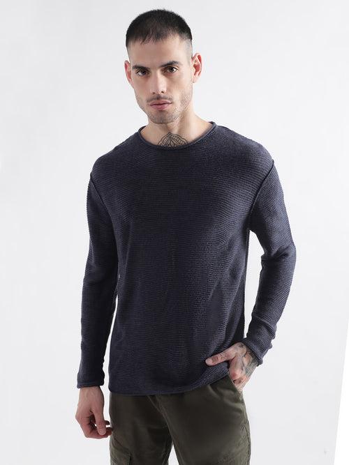 Punk Essential Round Neck Navy Blue Pullover