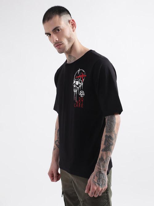 Punk I-DO-NOT-CARE Black Oversized Tshirt