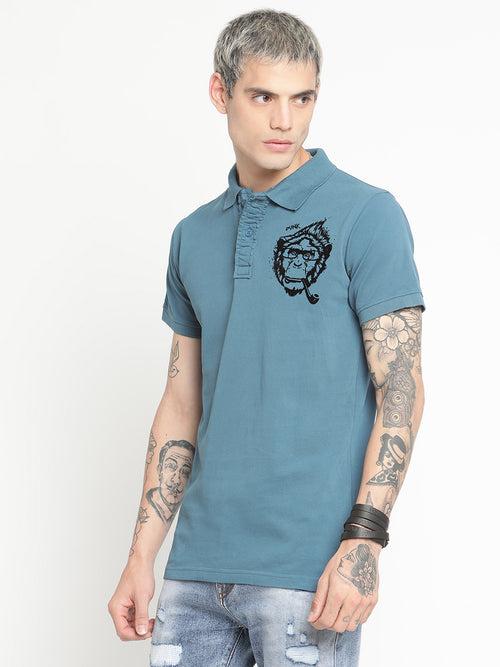 Punk Men Polo Collar T-ShIrt