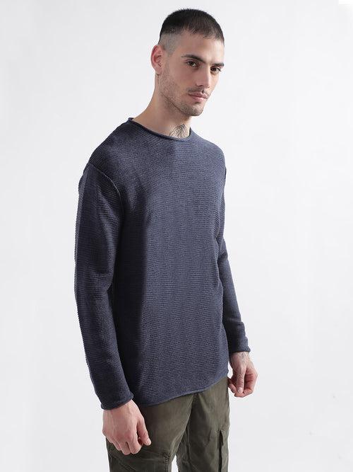 Punk Essential Round Neck Navy Blue Pullover