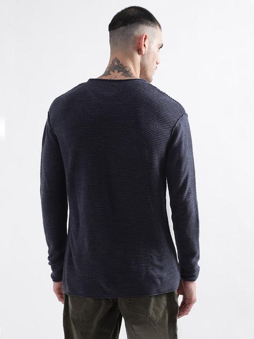 Punk Essential Round Neck Navy Blue Pullover