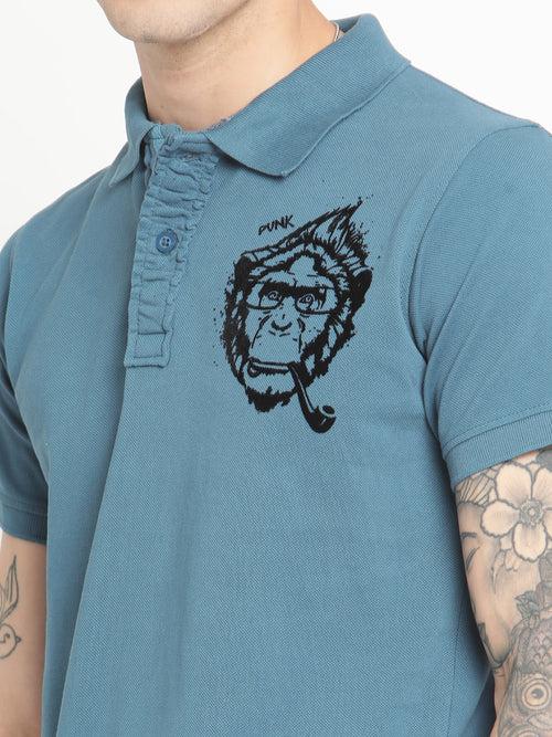 Punk Men Polo Collar T-ShIrt