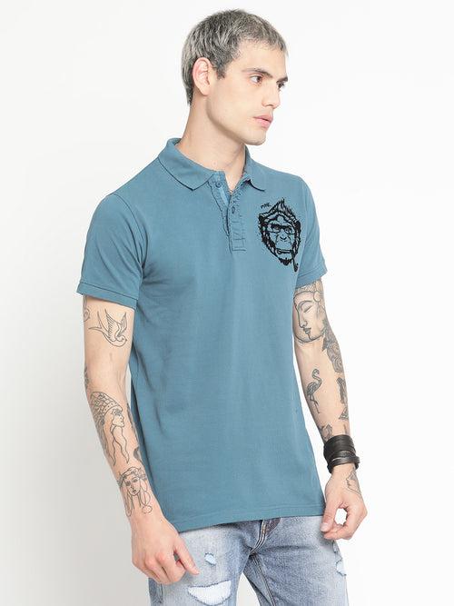 Punk Men Polo Collar T-ShIrt