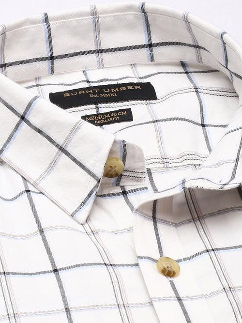 White & Black  checked opaque Casual shirt