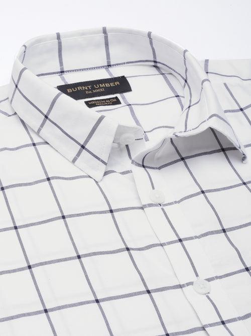 White & Black Windowpane Checked Casual Shirt