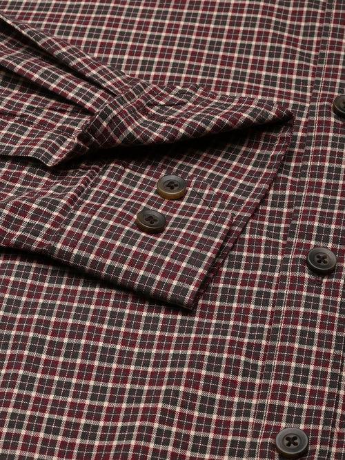 Brown Opaque Checked Casual Shirt