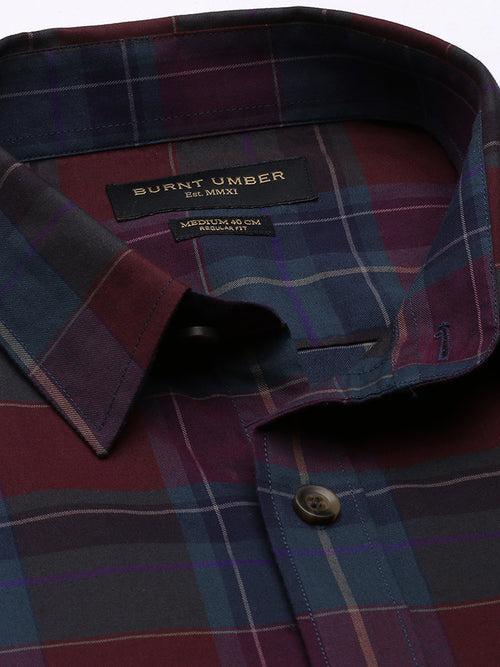 Wine Checked Casual Shirt