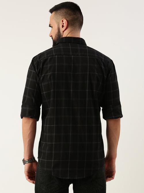 Black Opaque Checked Casual Shirt