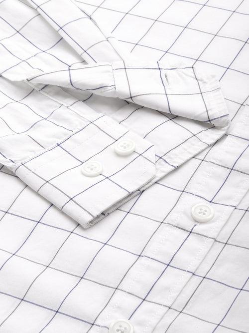 White Classic Opaque Checked Casual Shirt