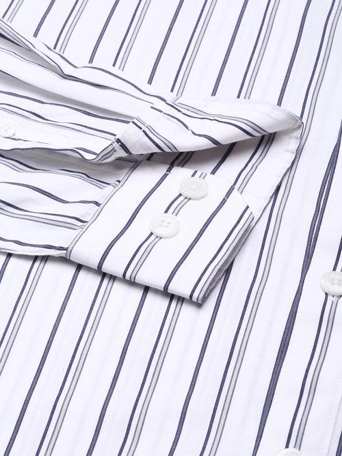 White Opaque Striped Casual Shirt