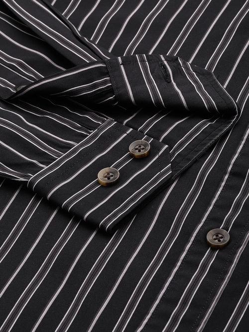 Black & White Classic Opaque Striped Casual Shirt