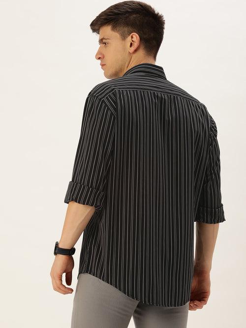 Black & White Classic Opaque Striped Casual Shirt