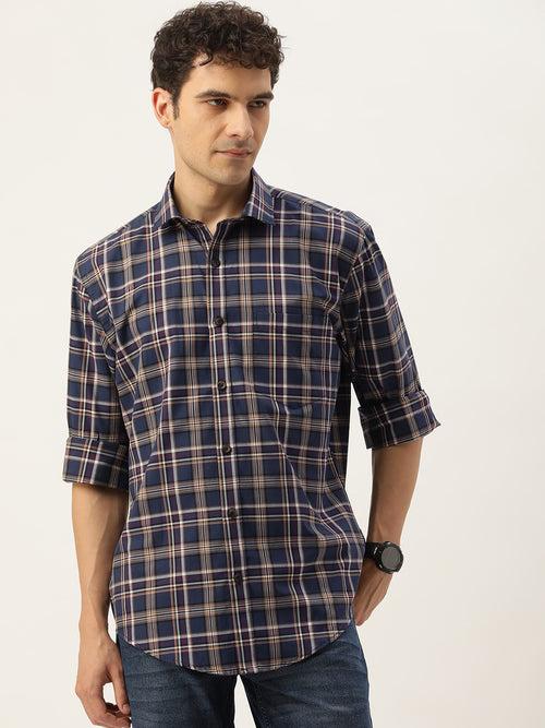 Blue Tartan Checked Casual Shirt