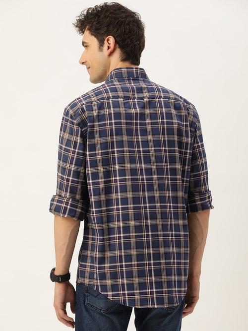 Blue Tartan Checked Casual Shirt