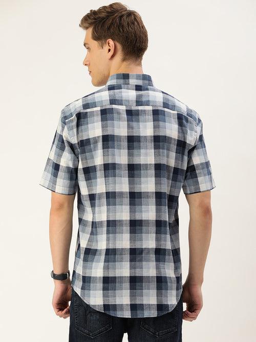 Navy Checked Casual Shirt