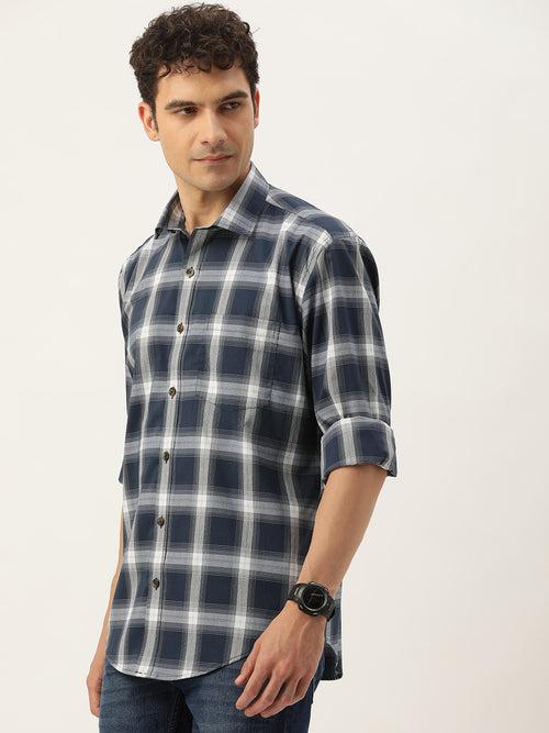 Blue Tartan Checked Casual Shirt