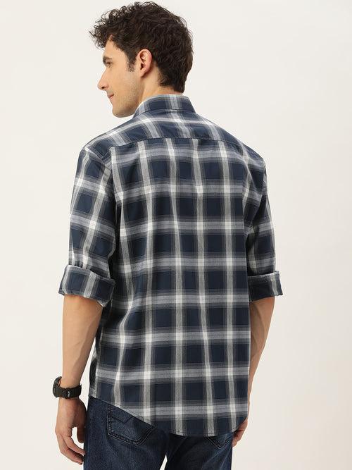 Blue Tartan Checked Casual Shirt