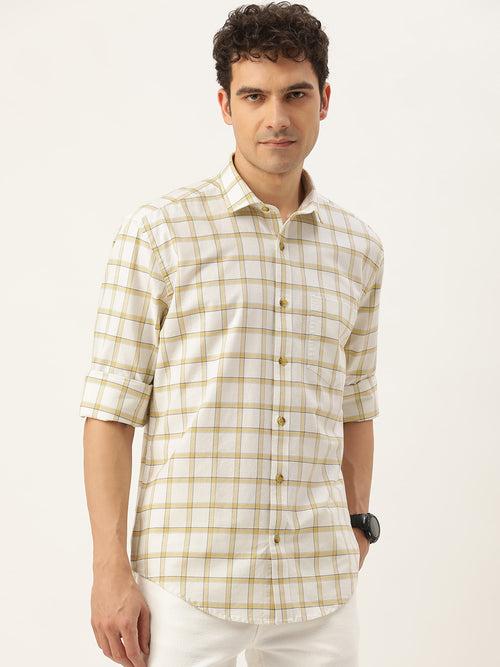 White Tartan Checked Casual Shirt