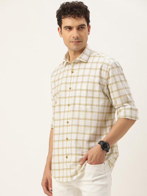 White Tartan Checked Casual Shirt