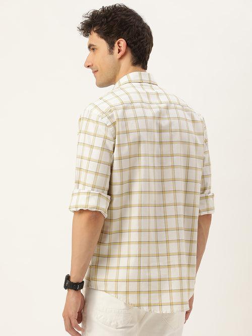 White Tartan Checked Casual Shirt