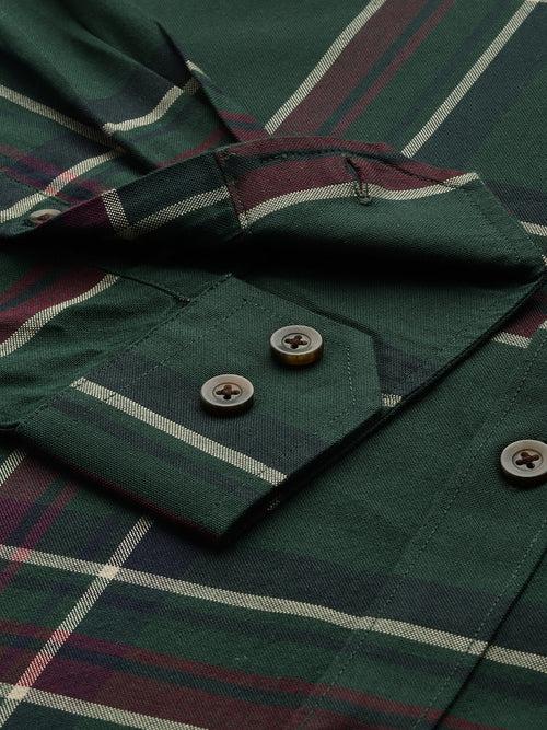 Green Tartan Checked Casual Shirt