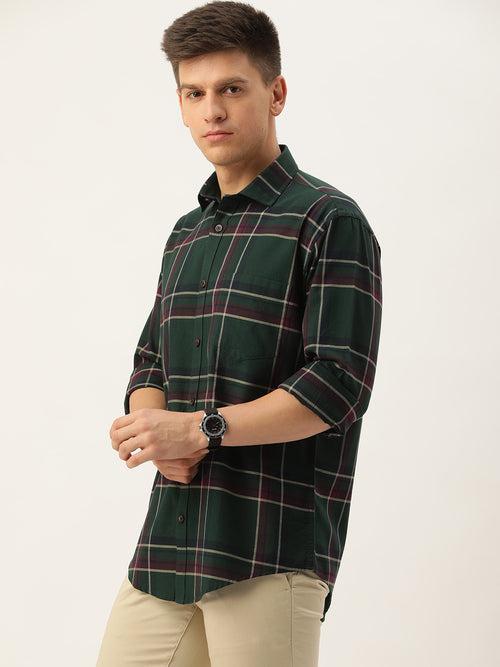 Green Tartan Checked Casual Shirt