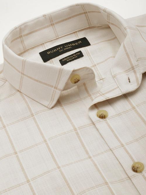 White Windowpane Checked Casual Shirt