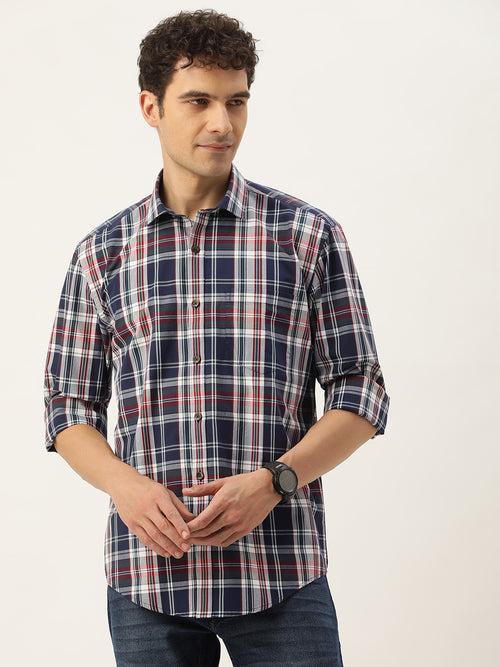 Blue Tartan Checked Casual Shirt