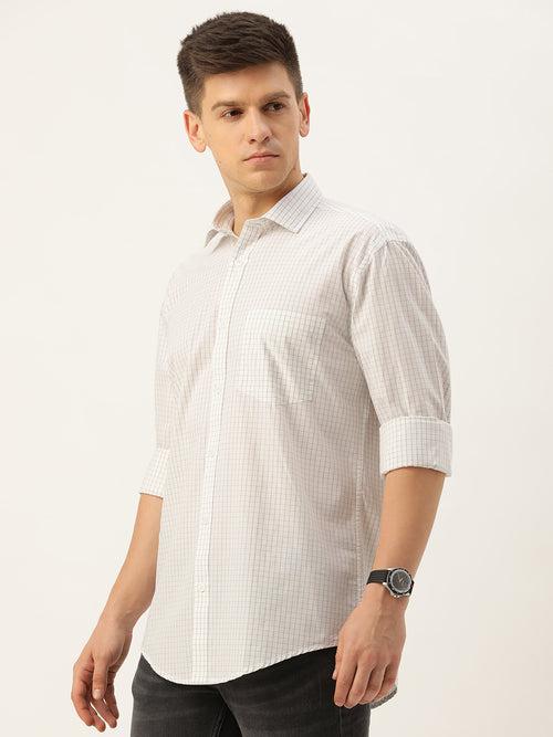White Grid Tattersall Checked Casual Shirt