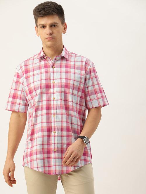 Pink Tartan Checked Casual Shirt