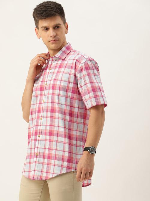 Pink Tartan Checked Casual Shirt