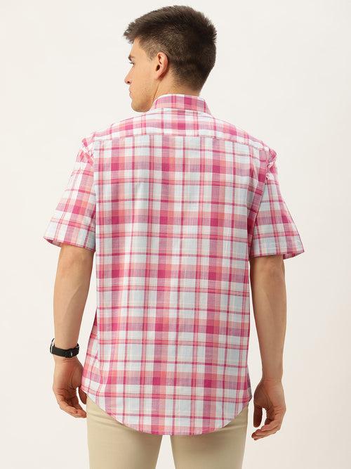 Pink Tartan Checked Casual Shirt