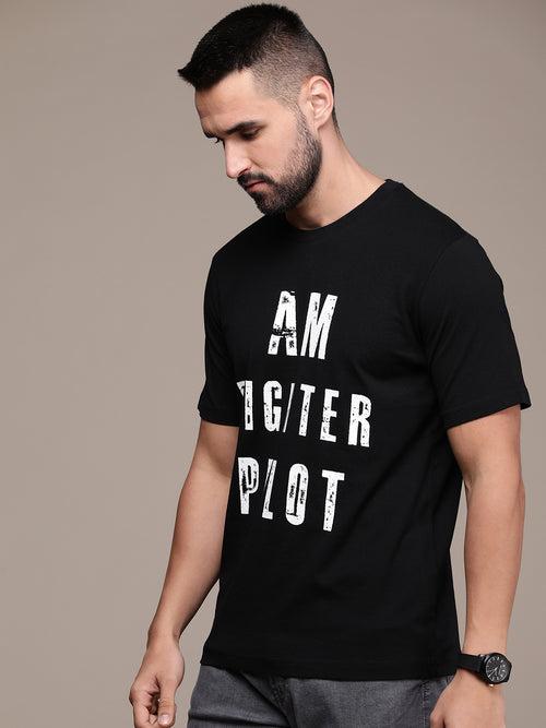 Black Typography Printed T-shirt