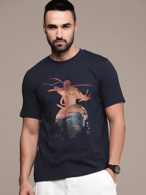 Navy Blue Graphic Printed T-shirt