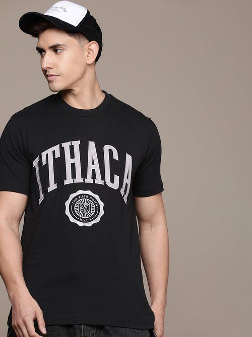 Black Typography Printed T-shirt