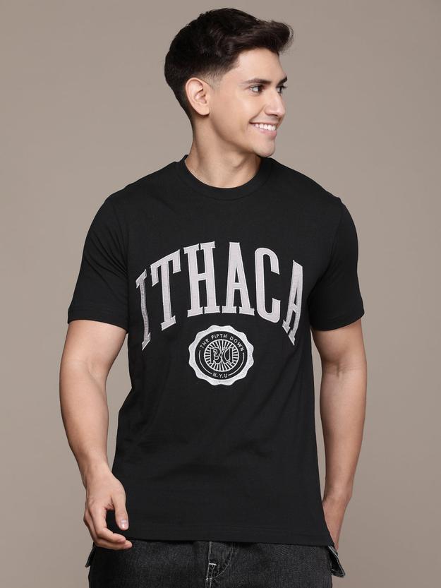 Black Typography Printed T-shirt