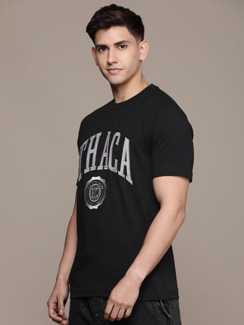 Black Typography Printed T-shirt