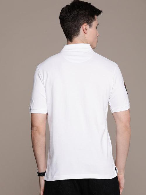White Embroidery Printed Polo Collar T-shirt