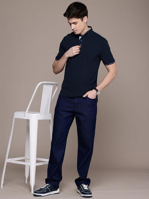 Navy Blue Polo Collar T-shirt