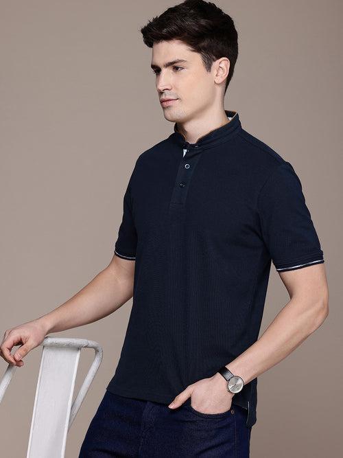 Navy Blue Polo Collar T-shirt